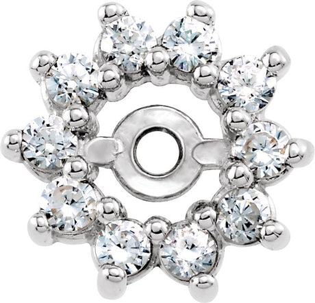 14K Gold Natural Diamond Halo-Style Earring Jackets XII - White Gold