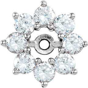 14K Gold Natural Diamond Halo-Style Earring Jackets XIII - White Gold