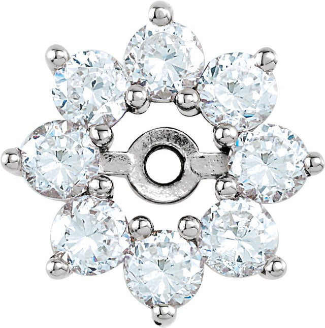 14K Gold Natural Diamond Halo-Style Earring Jackets XIII - White Gold
