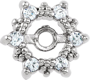14K Gold Natural Diamond Halo-Style Earring Jackets VIII - White Gold