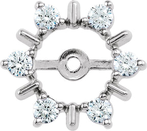 14K Gold Natural Diamond Halo-Style Earring Jackets X - White Gold