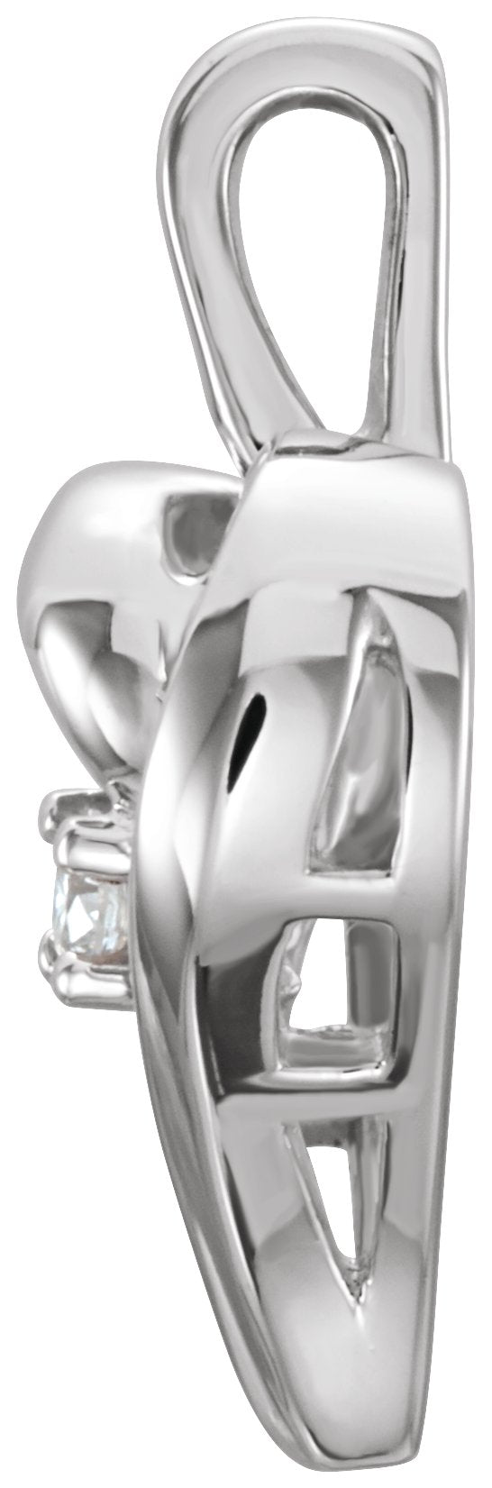 14K Gold Round Natural Diamond Heart Pendant - White Gold - view 2