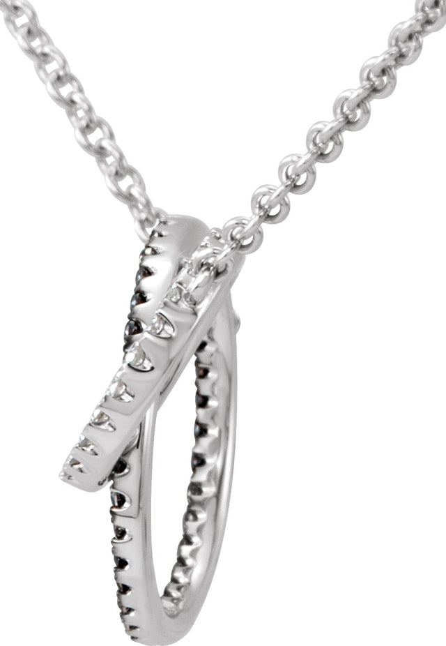 14K Gold Round Natural Diamond Interlocking Circle Necklace – 1/3 CTW - White Gold - view 2