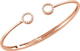 14K Gold Round Natural Diamond Circle Hinged Cuff Bracelet - Rose Gold - view 3