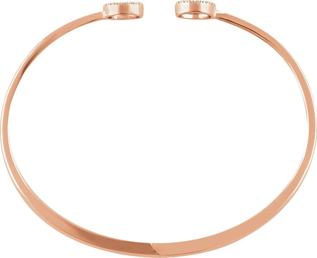 14K Gold Round Natural Diamond Circle Hinged Cuff Bracelet - Rose Gold - view 4