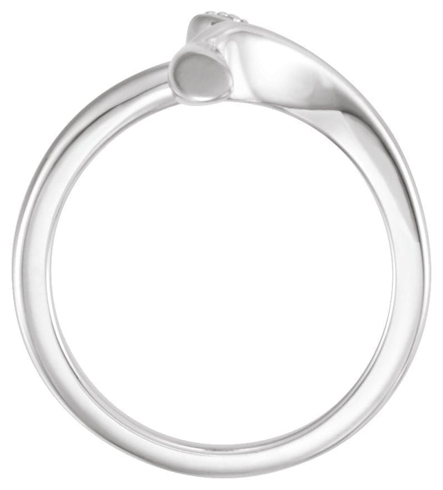 14K Gold Round Natural Diamond Accented Cross Ring – 1mm Stones - White Gold - view 2