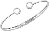 14K Gold Round Natural Diamond Circle Hinged Cuff Bracelet - White Gold - view 4