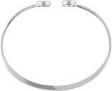 14K Gold Round Natural Diamond Circle Hinged Cuff Bracelet - White Gold - view 3