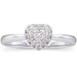 14K Gold Round Natural Diamond Heart Ring – 1.1mm Stones