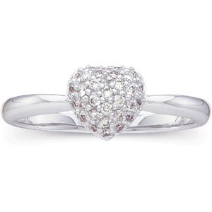 14K Gold Round Natural Diamond Heart Ring – 1.1mm Stones
