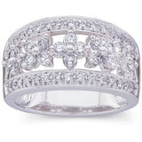 14K Gold Natural Diamond Accented Floral Ring