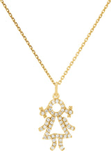 14K Gold Round Natural Diamond Little Girl Pendant - Yellow Gold