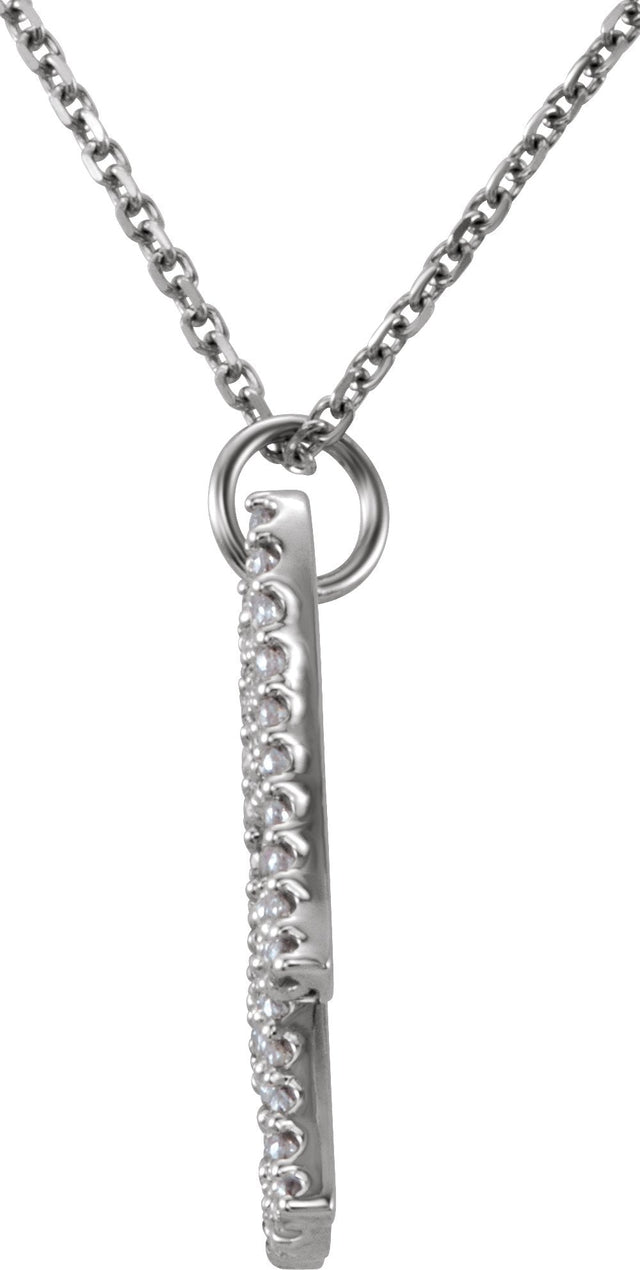 14K Gold Round Natural Diamond Angel Necklace - White Gold - view 2
