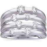 14K Gold Round Natural Diamond Accented Right Hand Ring – 3.4-4.3mm Stones - White Gold