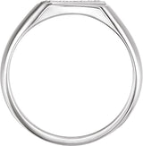14K Gold Round Natural Diamond Square Signet Ring - White Gold - view 2