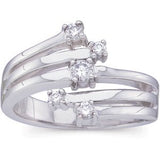 14K Gold Round Natural Diamond Accented Right Hand Ring II - White Gold