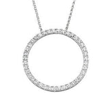 14K Gold Round Natural Diamond Accented Circle Necklace - White Gold - view 2