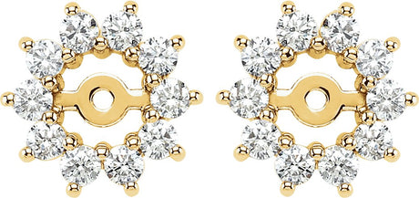 14K Gold Natural Diamond Halo-Style Earring Jackets IV - Yellow Gold