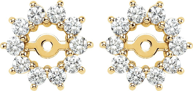 14K Gold Natural Diamond Halo-Style Earring Jackets IV - Yellow Gold