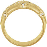 14K Gold Round Natural Diamond Vintage-Inspired Accented Ring - Yellow Gold - view 2
