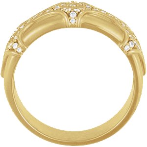 14K Gold Round Natural Diamond Vintage-Inspired Accented Ring - Yellow Gold - view 2