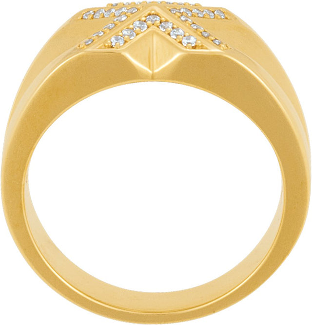 14K Gold Round Natural Diamond Accented Ring – 1.2mm Stones - Yellow Gold - view 2