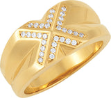 14K Gold Round Natural Diamond Accented Ring – 1.2mm Stones - Yellow Gold