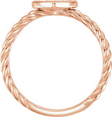 14K Gold Round Natural Diamond Pavé-Style Heart Rope Ring - Rose Gold - view 2