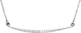 14K Gold Curved Bar Necklace - White Gold