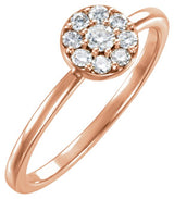 14K Gold Round Natural Diamond Cluster Ring - Rose Gold