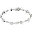 14K Gold Round Natural Diamond Accented Line Bracelet III - White Gold
