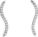 Platinum Round Natural Diamond Accented Ear Climbers - view 2