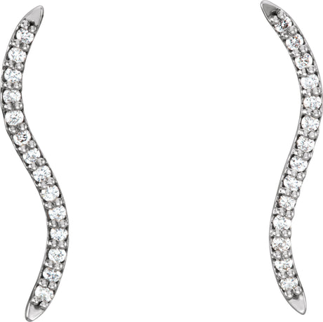 Platinum Round Natural Diamond Accented Ear Climbers - view 2