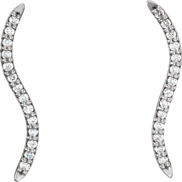 Platinum Round Natural Diamond Accented Ear Climbers - view 2