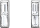Platinum Straight Baguette Natural Diamond Baguette Bar Earrings - view 2