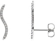 Platinum Round Natural Diamond Accented Ear Climbers