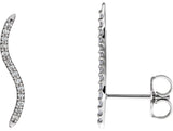 Platinum Round Natural Diamond Accented Ear Climbers