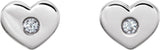 14K Gold Round Natural Diamond Heart Earrings – 2mm Stones - White Gold - view 2