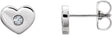 14K Gold Round Natural Diamond Heart Earrings – 2mm Stones - White Gold