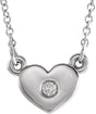 14K Gold Round Natural Diamond Heart Necklace – 0.03 CTW - White Gold