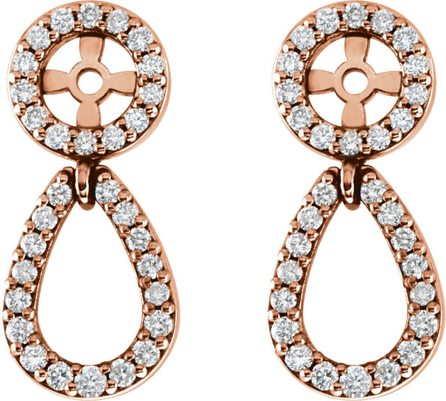 14K Gold Natural Diamond Accented Earring Jackets IV - Rose Gold - view 2