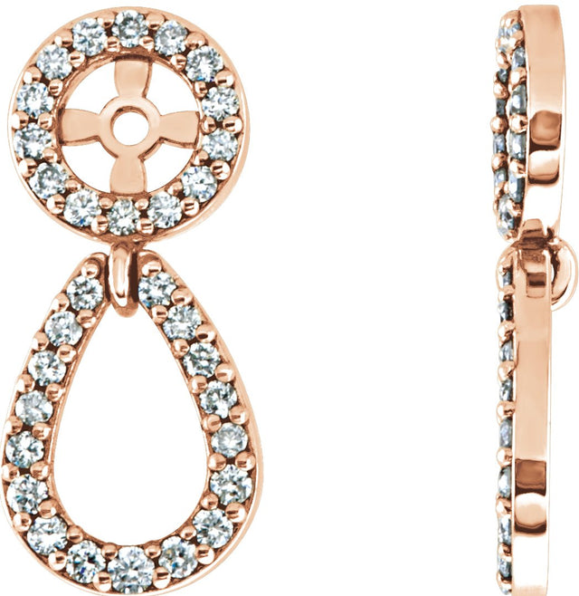 14K Gold Natural Diamond Accented Earring Jackets IV - Rose Gold