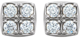 14K Gold Round Natural Diamond Cluster Earrings – 2.5mm Stones - White Gold - view 2