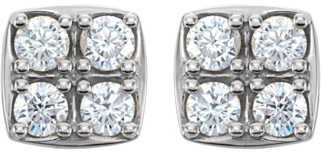 14K Gold Round Natural Diamond Cluster Earrings – 2.5mm Stones - White Gold - view 2