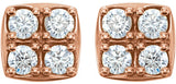 14K Gold Round Natural Diamond Cluster Earrings – 2.5mm Stones - Rose Gold - view 2