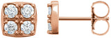 14K Gold Round Natural Diamond Cluster Earrings – 2.5mm Stones - Rose Gold