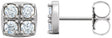 14K Gold Round Natural Diamond Cluster Earrings – 2.5mm Stones - White Gold