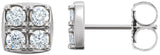 14K Gold Round Natural Diamond Cluster Earrings – 2.5mm Stones - White Gold