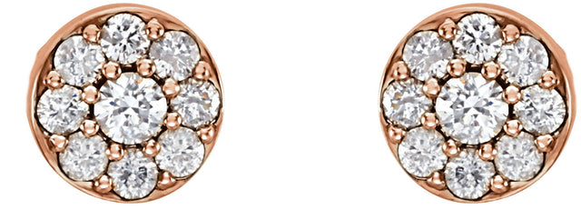 14K Gold Round Lab-Grown Diamond Cluster Earrings - Rose Gold - view 2