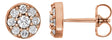 14K Gold Round Natural Diamond Cluster Earrings – 2.7mm Stones - Rose Gold